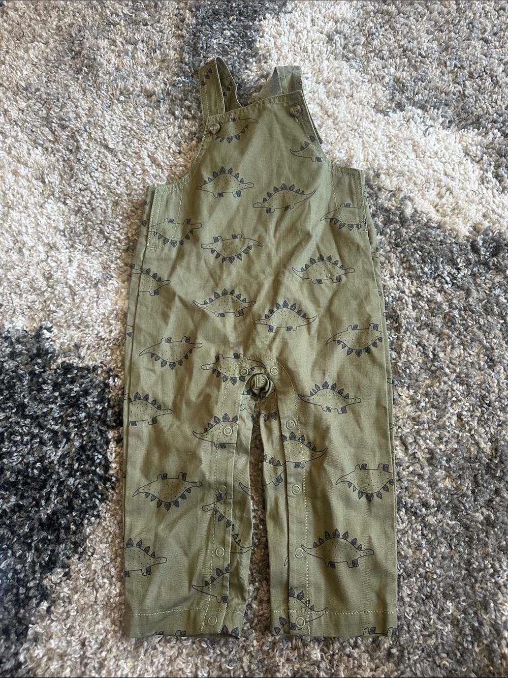 Carter's Olive Green Dinosaur Print Overalls